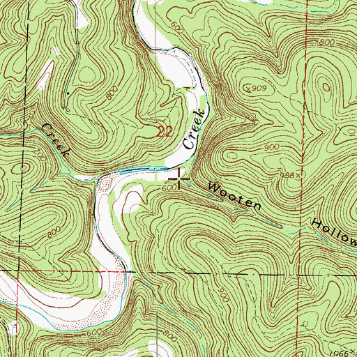 Topographic Map of Wooten Hollow, AR