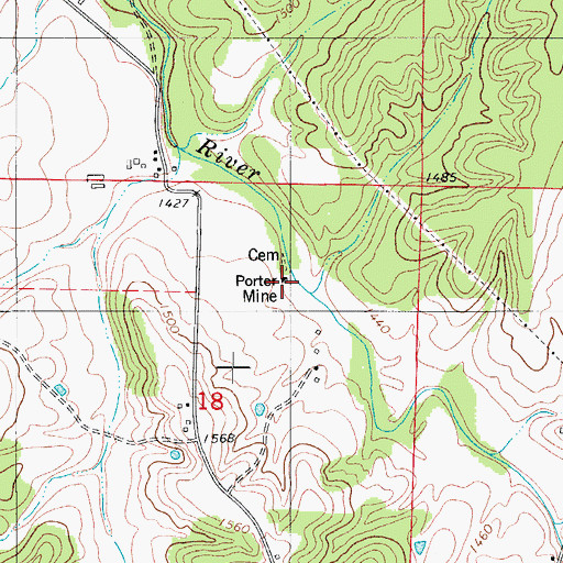 Topographic Map of Porter Mine, MO