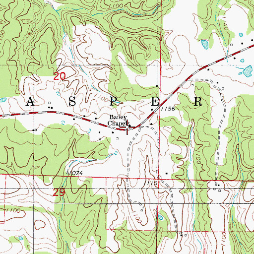 Topographic Map of Bailey Chapel, MO