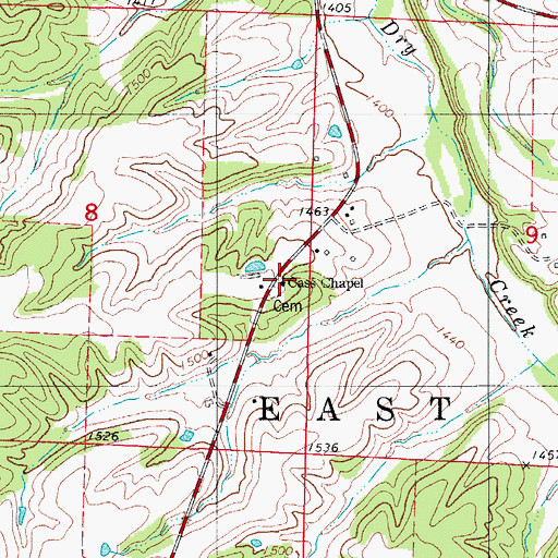 Topographic Map of Cass Chapel, MO