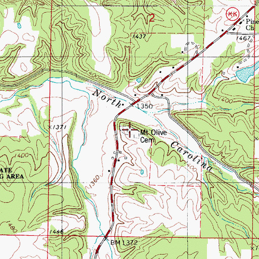 Topographic Map of Mount Olive Cemetery, MO