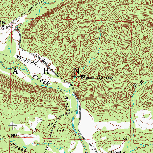 Topographic Map of Wyatt Spring, AR