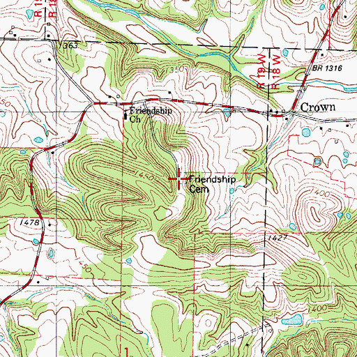 Topographic Map of Friendship Cemetery, MO