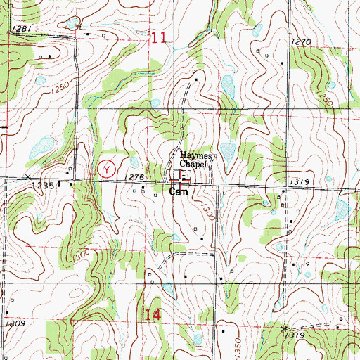 Topographic Map of Haymes Chapel, MO