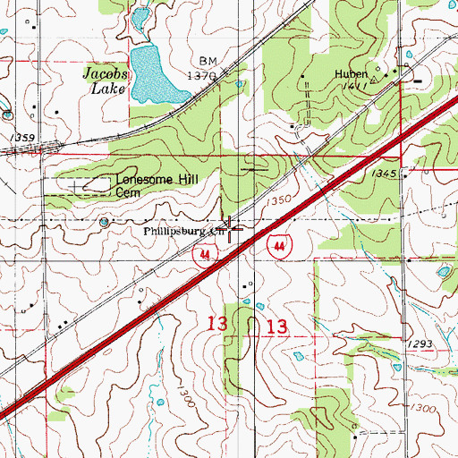 Topographic Map of Phillipsburg Church, MO