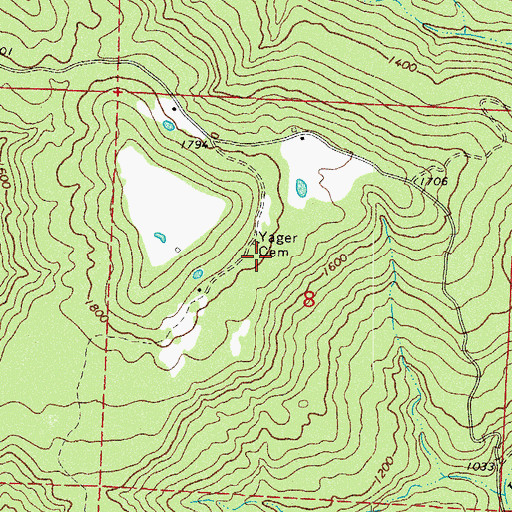 Topographic Map of Yager Cemetery, AR