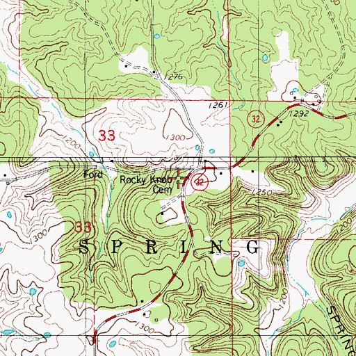 Topographic Map of Rocky Knob Cemetery, MO