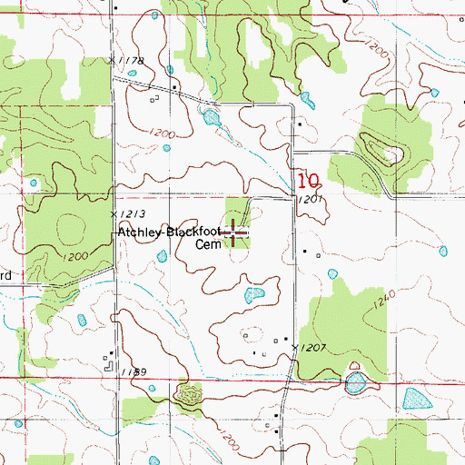 Topographic Map of Atchley-Blackfoot Cemetery, MO