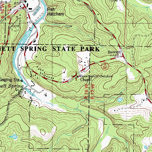 Topographic Map of Sportsmen Outdoor Chapel, MO