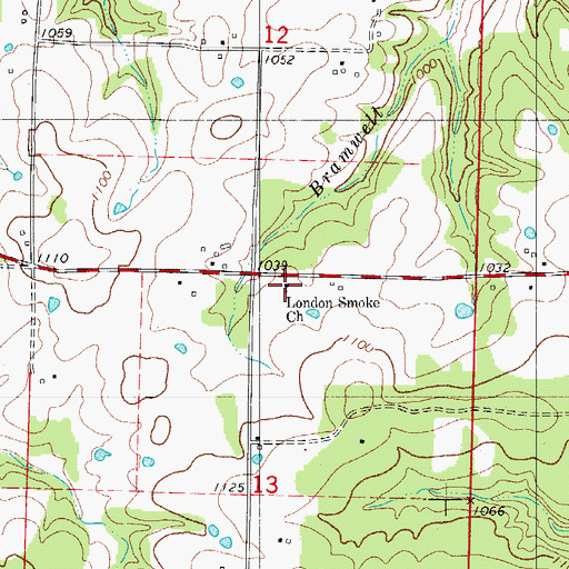 Topographic Map of London Smoke Church, MO