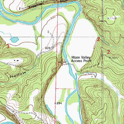 Topographic Map of Moon Valley Access Point, MO