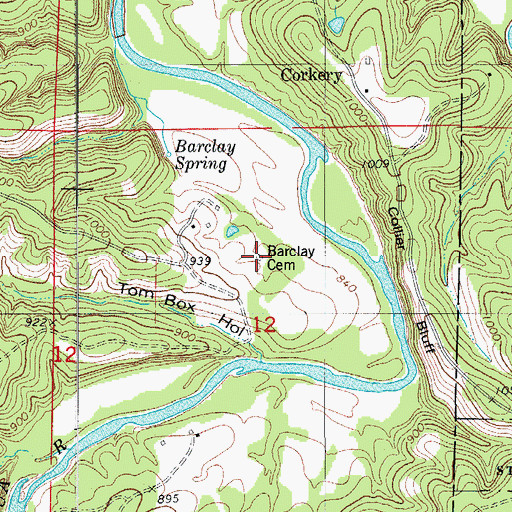 Topographic Map of Barclay Cemetery, MO