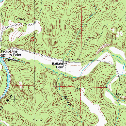 Topographic Map of Ballard Cemetery, MO