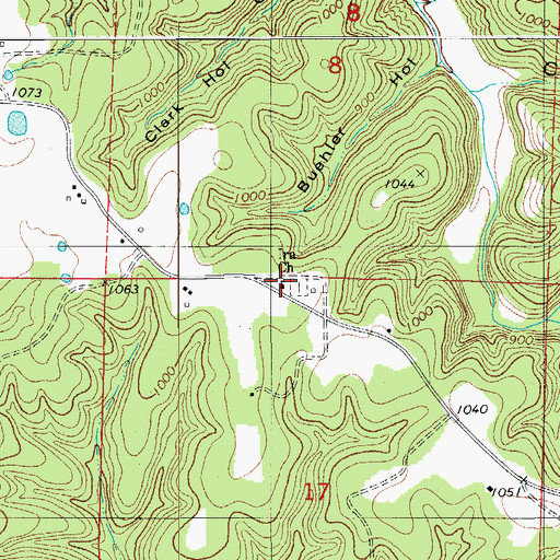 Topographic Map of Ira Church, MO