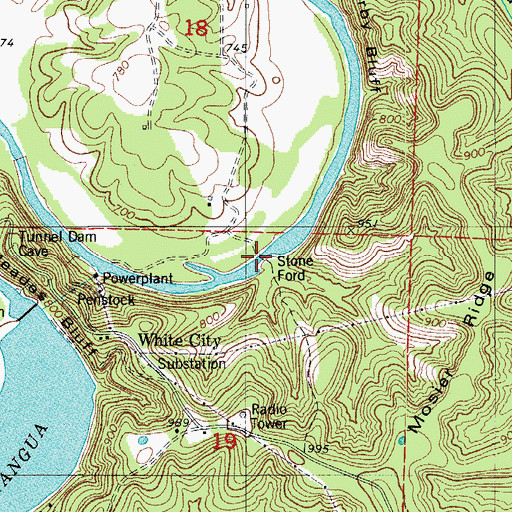 Topographic Map of Stone Ford, MO