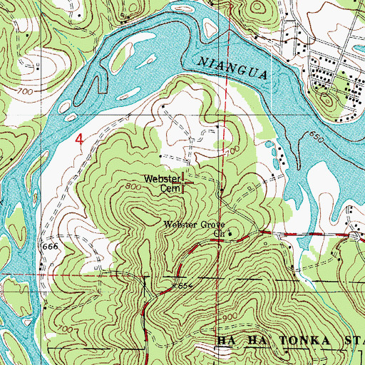 Topographic Map of Webster Cemetery, MO