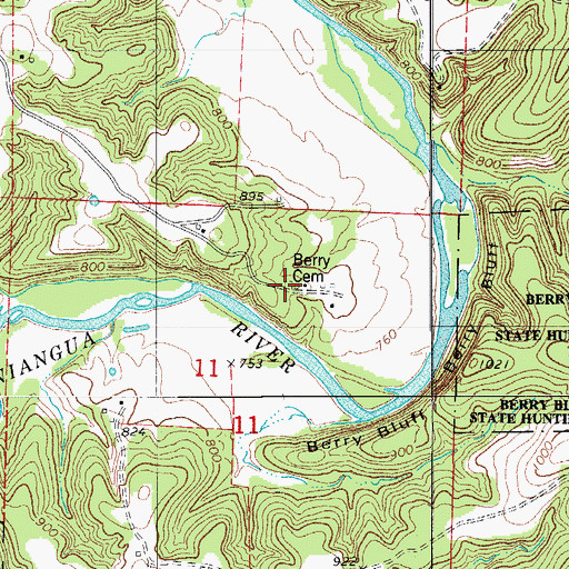 Topographic Map of Berry Cemetery, MO