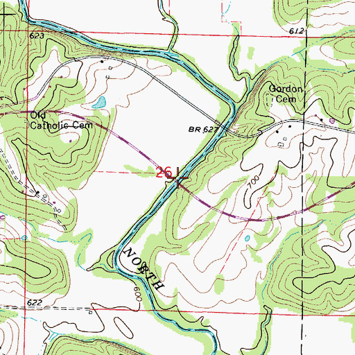 Topographic Map of Hemstreet Bridge, MO