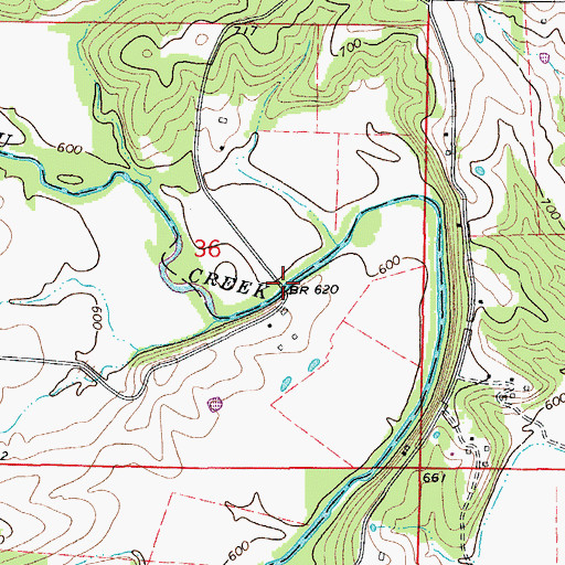 Topographic Map of Saddle Bridge, MO