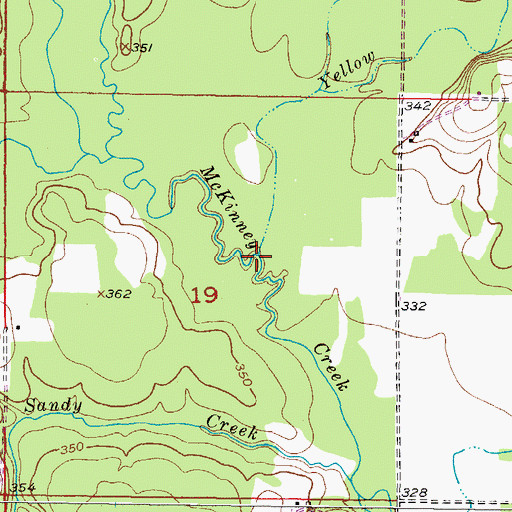 Topographic Map of Yellow Branch, AR