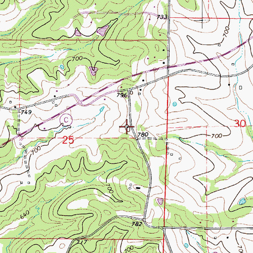 Topographic Map of Corinth School (historical), MO