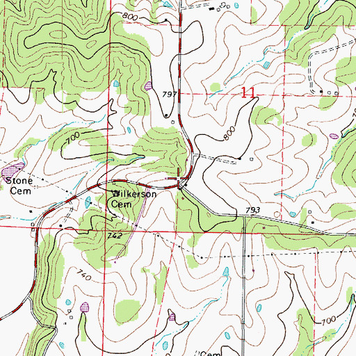 Topographic Map of Pleasant View School (historical), MO