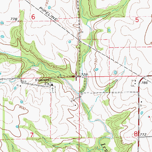 Topographic Map of Concord School (historical), MO