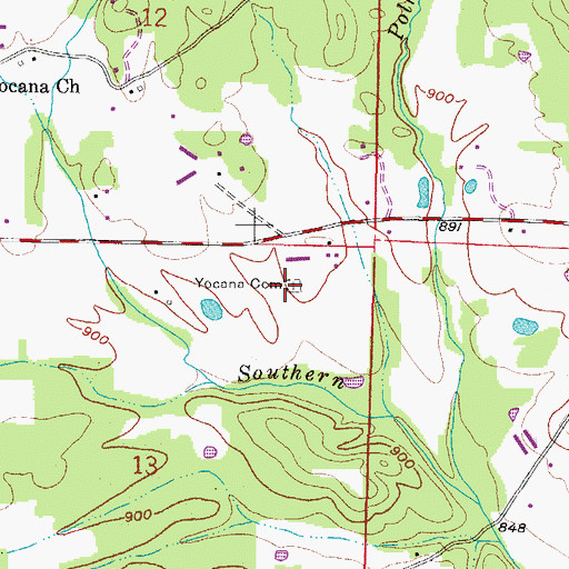 Topographic Map of Yocana Cemetery, AR
