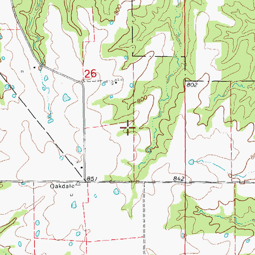 Topographic Map of Oakdale School (historical), MO