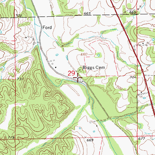 Topographic Map of Peno School (historical), MO