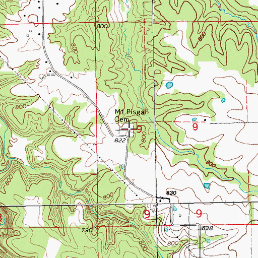 Topographic Map of Mount Pisgah Church (historical), MO