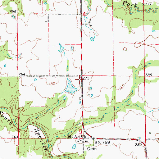 Topographic Map of Gentle School (historical), MO