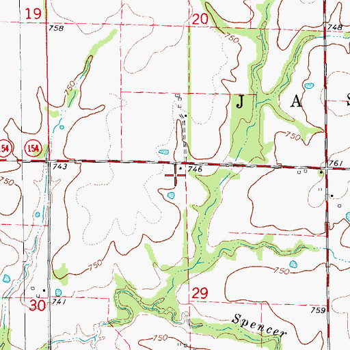 Topographic Map of Round Grove School (historical), MO