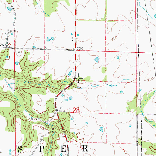 Topographic Map of Bridgewater School (historical), MO