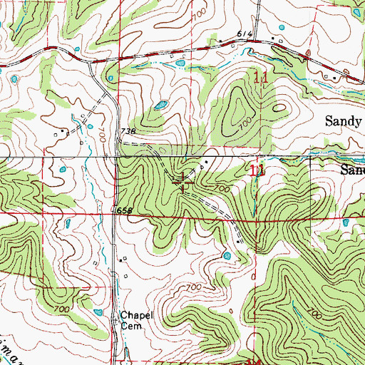 Topographic Map of Fairview School (historical), MO