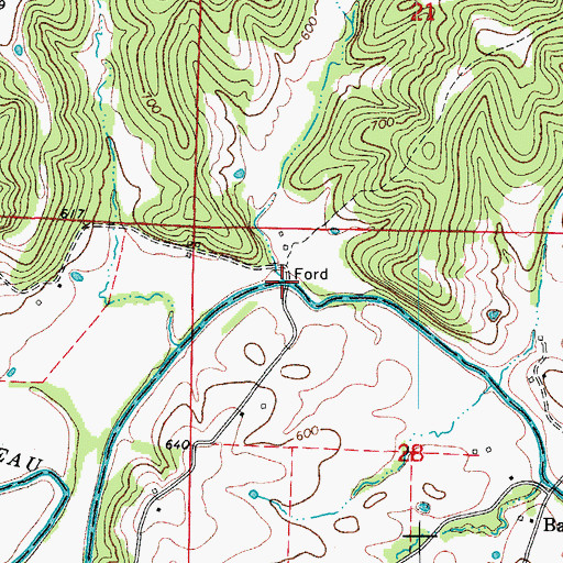 Topographic Map of Wingate Ford, MO