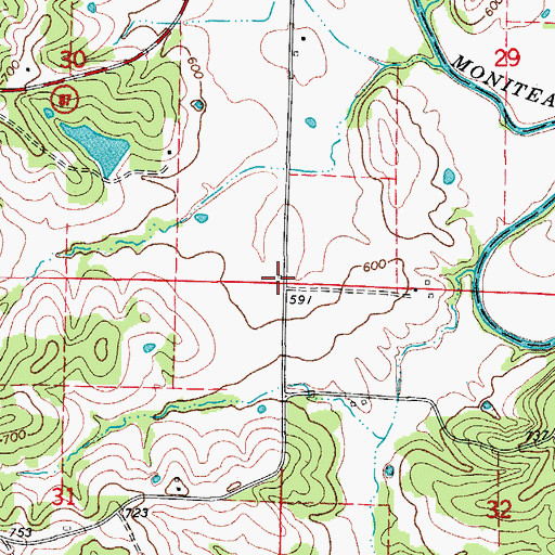 Topographic Map of Pleasant Valley School (historical), MO