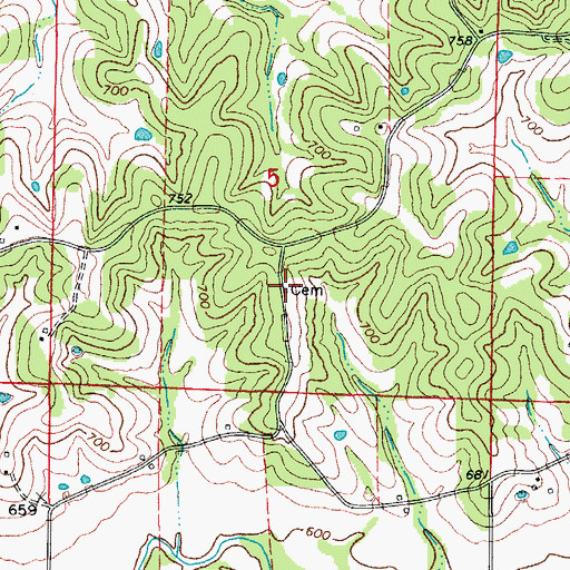 Topographic Map of Hills Chapel (historical), MO