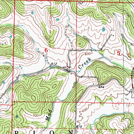 Topographic Map of Mud Creek School (historical), MO