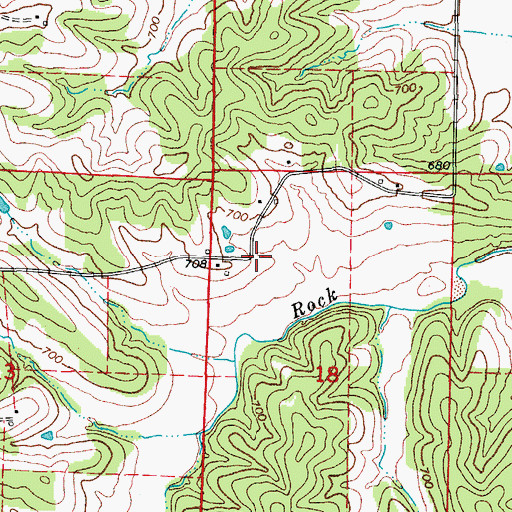 Topographic Map of Rock Creek School (historical), MO