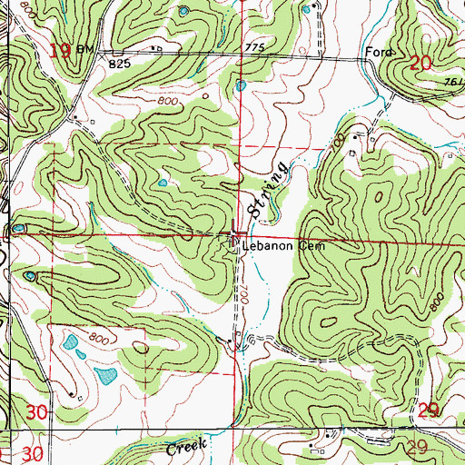 Topographic Map of Harlan School (historical), MO