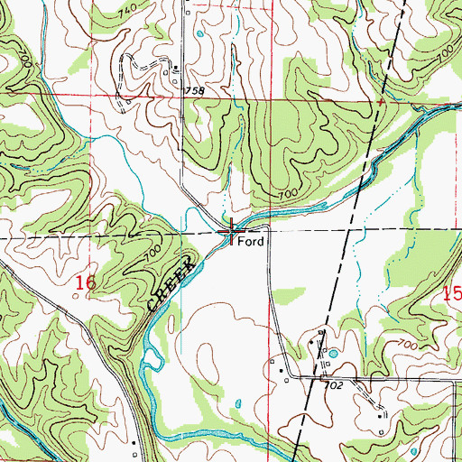 Topographic Map of Shock Ford, MO