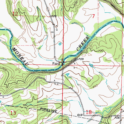 Topographic Map of Kaley Ford, MO