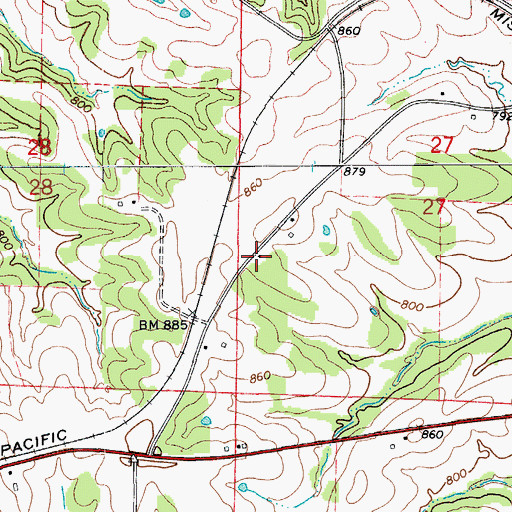 Topographic Map of Johnson School (historical), MO