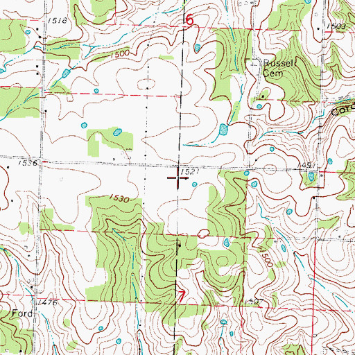 Topographic Map of Shady Grove School (historical), MO