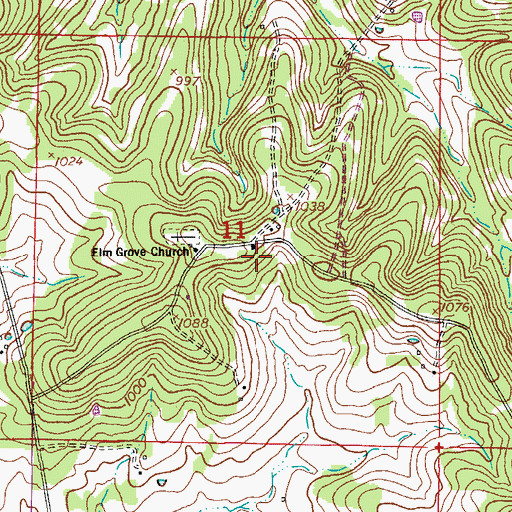 Topographic Map of Elm Grove School, MO