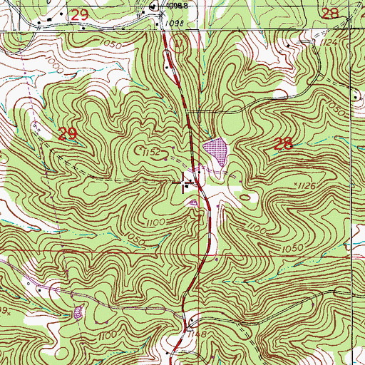 Topographic Map of Liberty School, MO