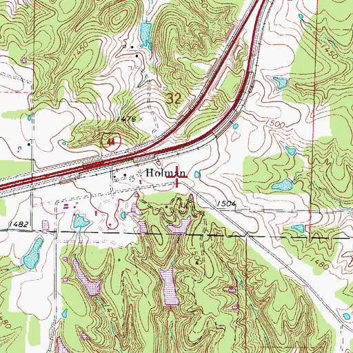 Topographic Map of Holman School (historical), MO