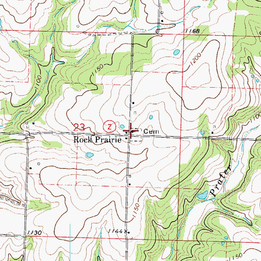 Topographic Map of Rock Prairie Church, MO