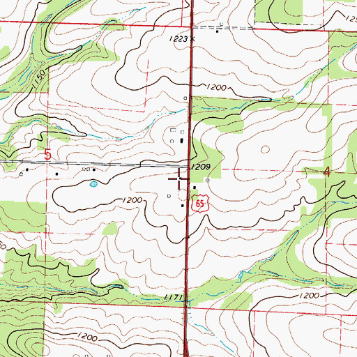 Topographic Map of New Garden School, MO